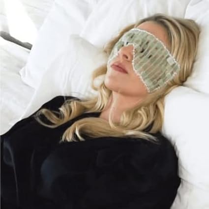 Alana Mitchell Jade Eye Mask – Weighted Eye Mask to Eliminate Wrinkles, Puffiness, & Irritation – Headache and Migraine Relief Mask - 100% Real Jade Stone Beads for Hot & Cold Anti Aging Therapy