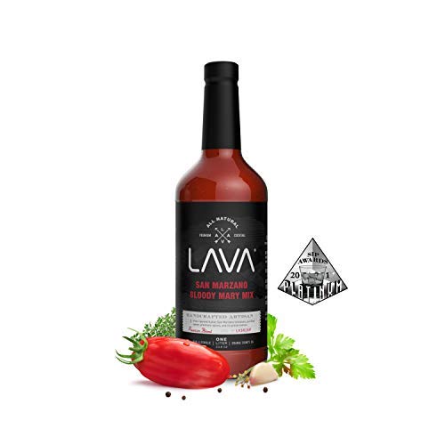 (3 Pack) LAVA Premium Bloody Mary Mix; Italian San Marzano Tomatoes, No Artificial Sweeteners, Vegan, Ready to Use, No Added Sugar, 1-Liter (33.8oz) Glass