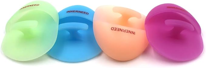INNERNEED Super Soft Silicone Face Cleanser and Massager Brush Manual Facial Cleansing Scrubber Handheld Wash Pad for Sensitive, Delicate, Dry Skin (Pack of 4)
