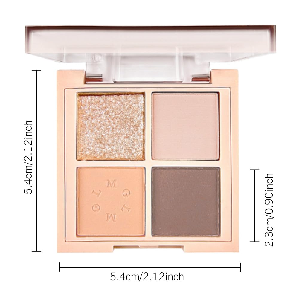 4Colors Eyeshadow Makeup Palette,Nude Champagne Natural Neutral Powde Eye Shadow Palette for Older Women,Long Lasting Naturing-Looking,Lightweight,Waterproof,Eye Makeup Kit Travel Size