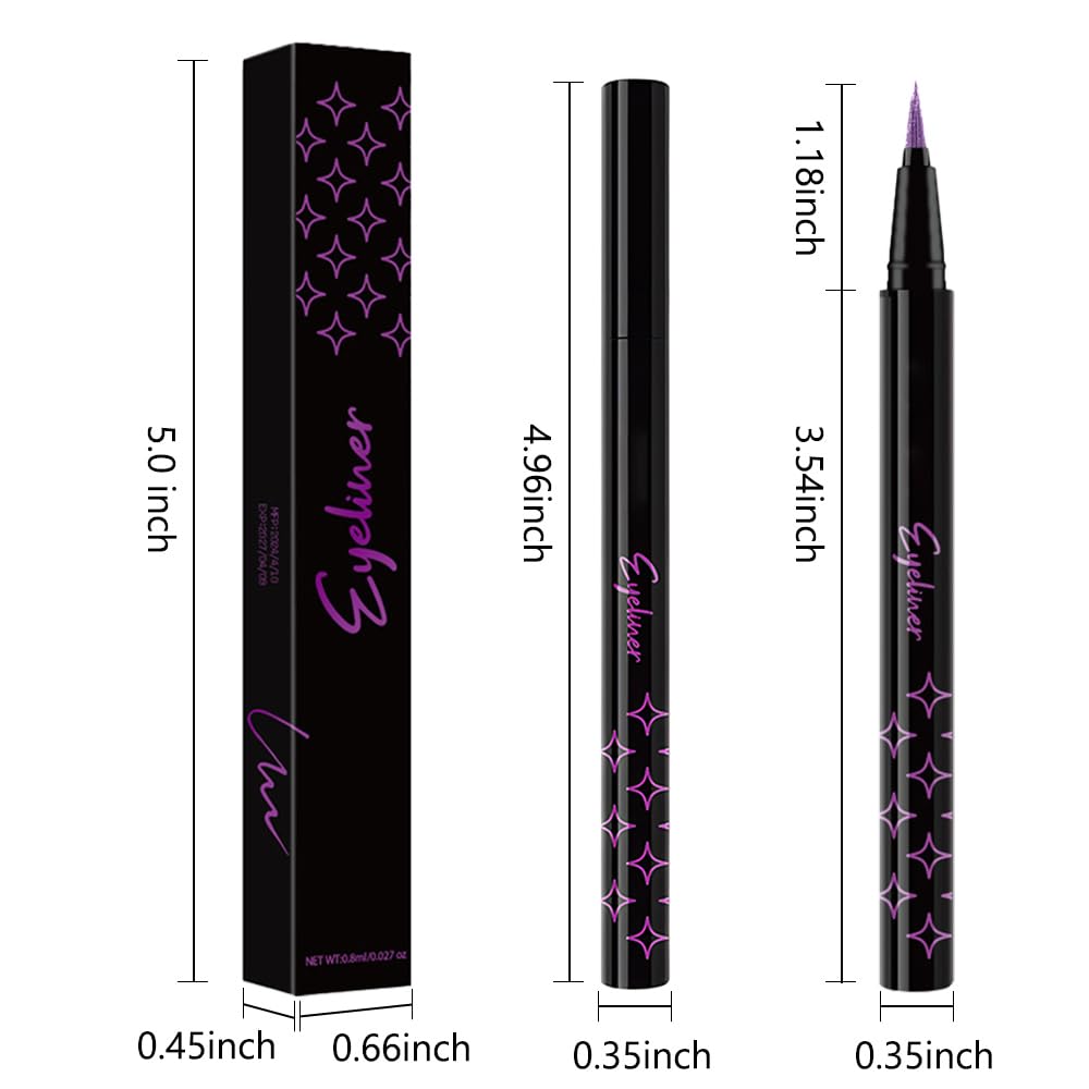 evpct 1Pcs Voilet Purple Glitter Glittering Diamond Shimmer Liquid Eyeliner Eye Makeup Pencil Set, Sparkle Shimmer Colored Eyeliner Pen Waterproof Smudge Proof Long Lasting High Pigmented 05#