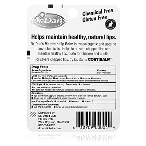 Dr. Dan's Maintain Lip Balm - Perfect for Cortibalm Aftercare, Mild Ingredients & Beeswax, Vitamin E Enriched for Moisturizing Dry Lips, Ensures Smooth, Soft Feel, 1 Pack