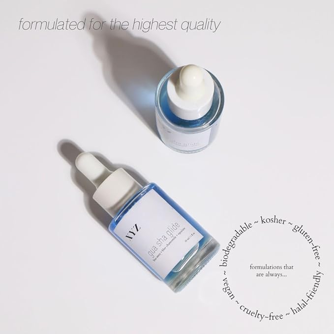 Gua Sha Glide Face Oil - Hydrating and Soothing Face Oil With Azulene Blue Tansy, Blue Chamomile + Squalene | Moisturizer, Face Oil and Soothing Agent for All Skin Types - 1 fl oz (30ml)