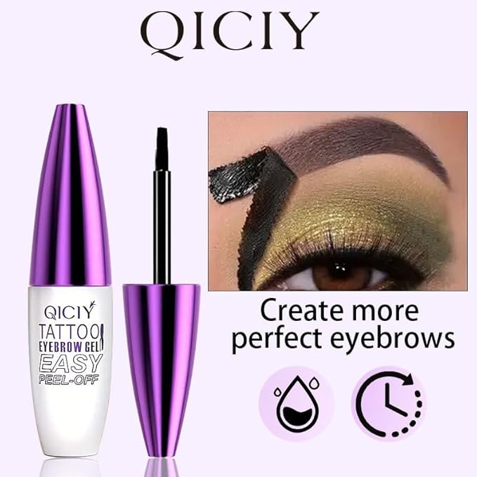 2pcs Black Tattoo Eyebrow Gel Tinting, Waterproof & Transfer-proof for Fuller Brows, Suitable for All Skin Types (Black, 2Pcs)