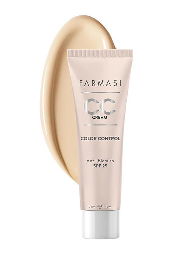 FARMASI CC Color Control Cream, Natural and Flawless Finish, Enriched Formula with Multimineral & Spf 25+, All-Day Hold, All Skin Types, 1 fl. oz, 02 Light to Medium