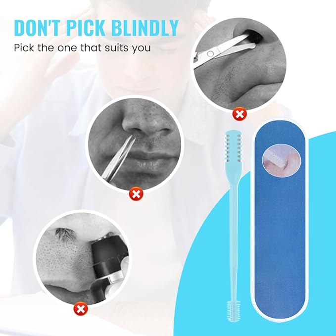 Nasal Hair Cutter, 2025 Upgraded Double Sided Noses Hairs Knife, 360Β° Rotating Portable Manual Nose Hair Trimmer, Noses Hairs Remover for Women Men Travel Essentials (Dark Green, 12 Pcs)