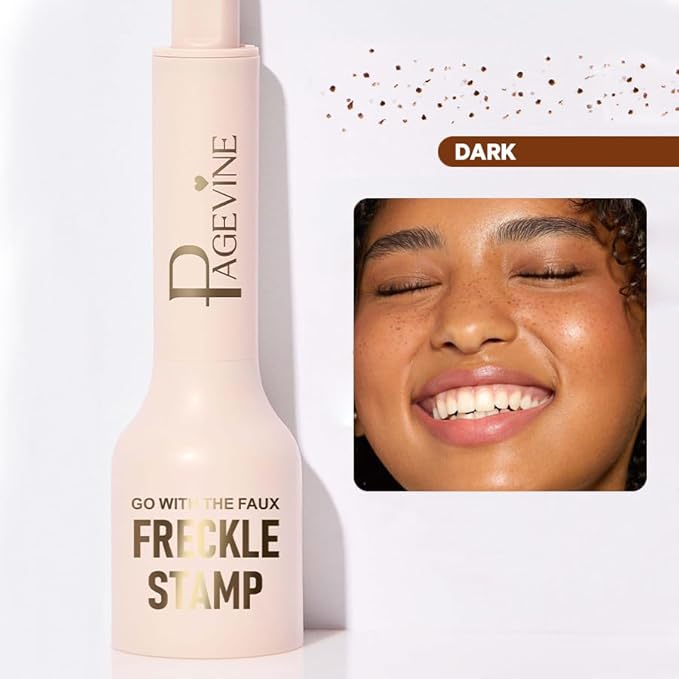 Upgrade Freckle Pen Stamp– Waterproof Faux Fake Freckles Makeup Tool, Natural-Looking Freckle Maker & Spray with Multi-Prong Precision Stamp Head, Long-Lasting Sunkissed Makeup (DARK)