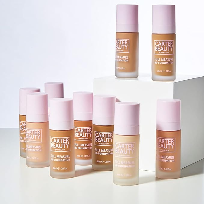 Carter Beauty Full Measure HD Foundation - Lightweight, Full Coverage Matte Formula - Water-Based Super Soft Skin Perfector - Vegan And Cruelty Free, Paraben And Sulfate Free - Sticky Toffee - 1.01 OZ
