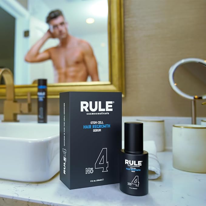 RULE No.4 Stem Cell Hair Growth Serum, Natural Oil with Biotin, Castor Oil & DHT Blocker Saw Palmetto for Thicker Fuller Longer Hair Regrowth, Scalp Serum Hair Loss Treatments for Men & Women