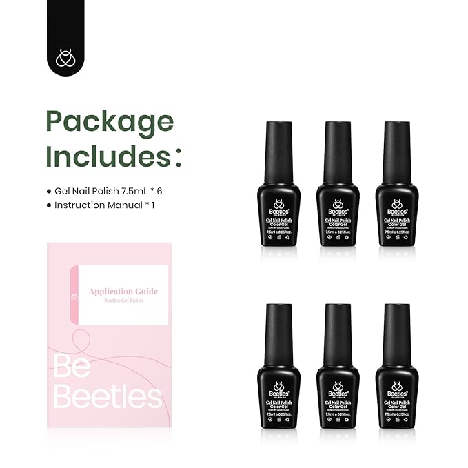 Beetles Gel Nail Polish, 6 Colors Sage Green Tranquil Grace Collection Pink Olive Green White UV Gel Nail Polish Manicure Art Design Gifts for Women