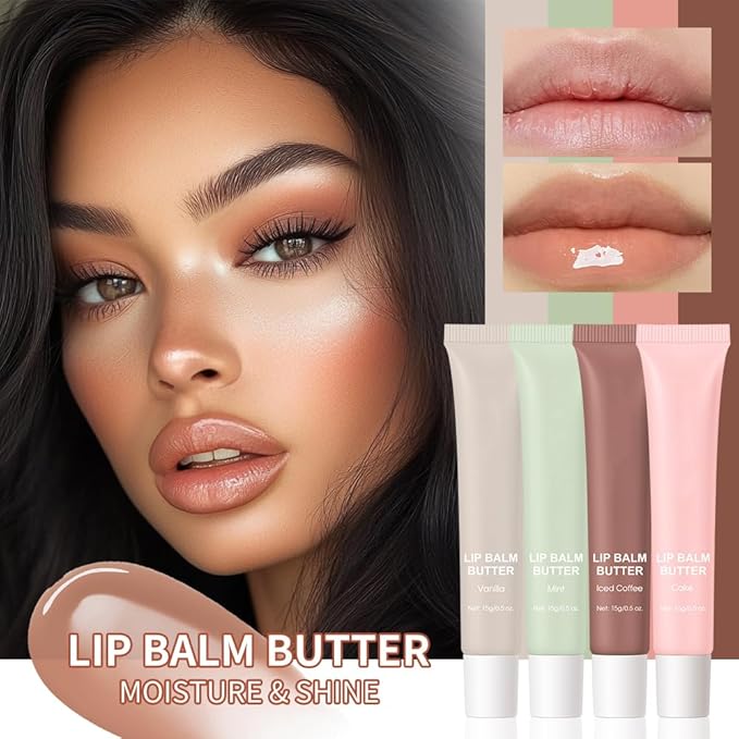 Summer Butter Lip Balm, Moisturizing Hydrating Natural Lip Care, Rich in Nutrients for Soft Smooth Lips (Iced Coffee)