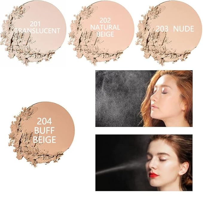 2 Pack Matte Face Powder, Control Oil Brighten Skin Color Cover Blemish Makeup Face Setting Setting Powder Foundation。205# Golden Beig
