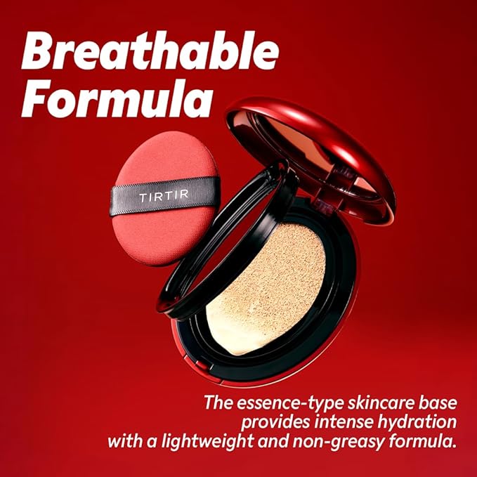 TIRTIR Mask Fit Red Cushion Foundation | Full coverage, Weightless, Skin fit, Satin Glow Finish, Korean Makeup BB Foundation, beauty, Tattoo cover up, Buildable (#40N Cinnamon, 0.63 Fl Oz)