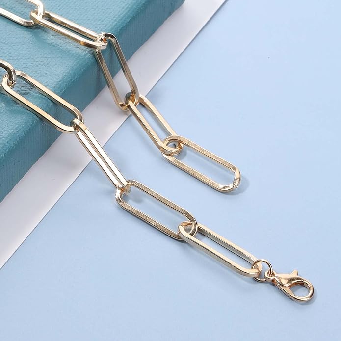 Boho Link Chain Y Necklace Gold Chain Lariat Necklace Chunky Chain Drop Necklace Paperclip Statement Necklace Jewelry for Women