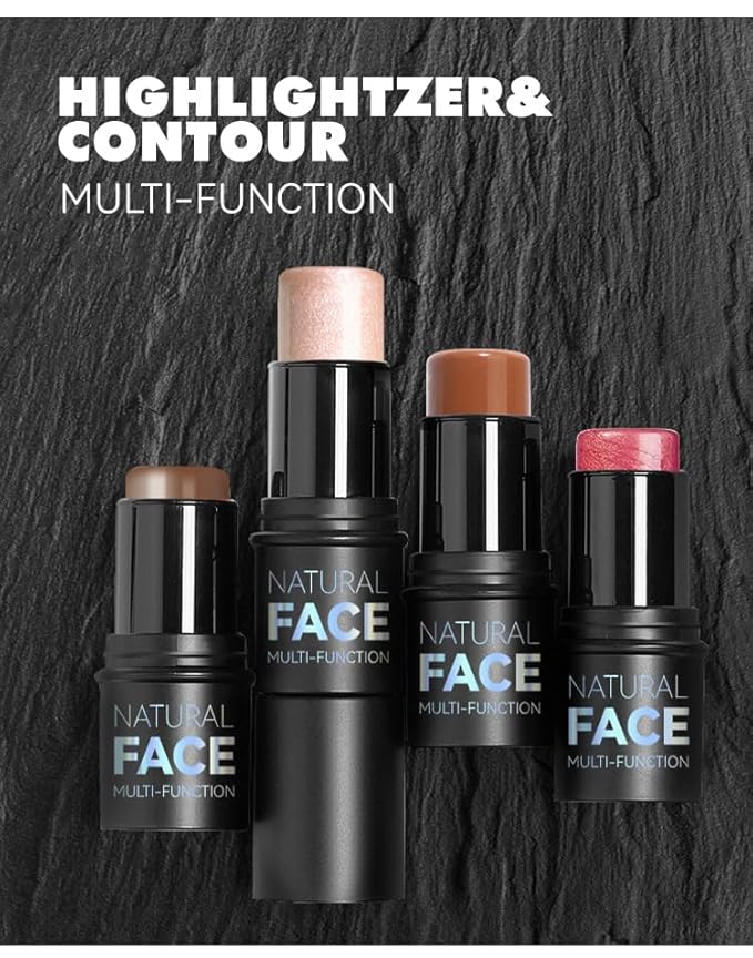 3 Pcs Face Contour Sticks Set, Shades with Highlighter & Contour & Blush Sculpted Complexion Wand Contour Long Lasting Natural Buildable Highlighters Contour Contouring Bronzer (01, 05, 06)