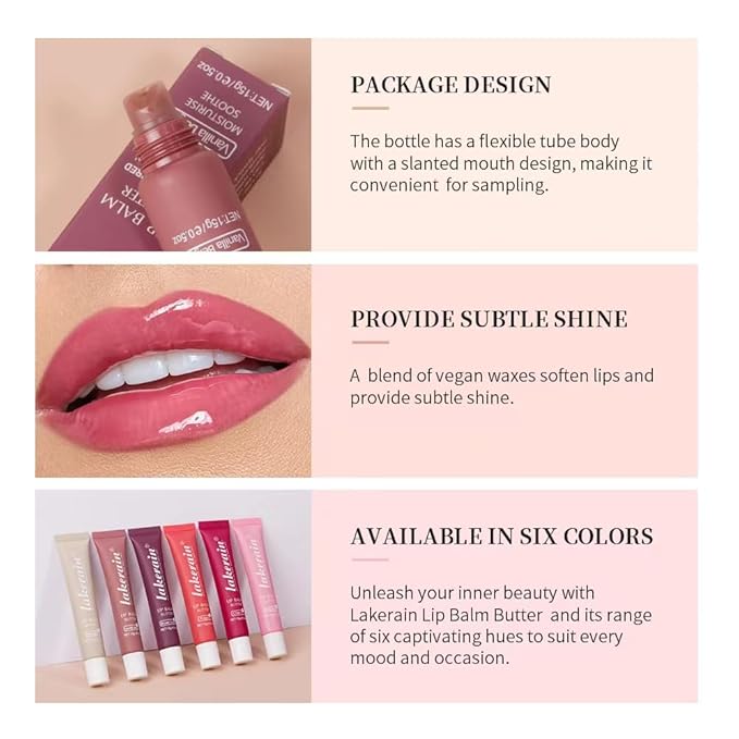 3 Colors Lip Butter Balm Set,Vanilla Vanilla Beige Brown Sugar, Lasting Moisture Non Stick Glow Resurrection Cream Lip Oil Gloss Trio Lip Care Makeup(123# Vanilla + Vanilla Beige+Brown Sugar)