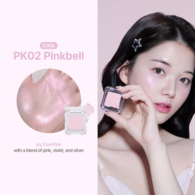 2aN Pure Glash Highlighter – Glass-Like Sheen Powder Highlighter for a Natural, Radiant Glow | Buildable, Long-Lasting, Lightweight Formula (PINKBELL, 0.8oz)