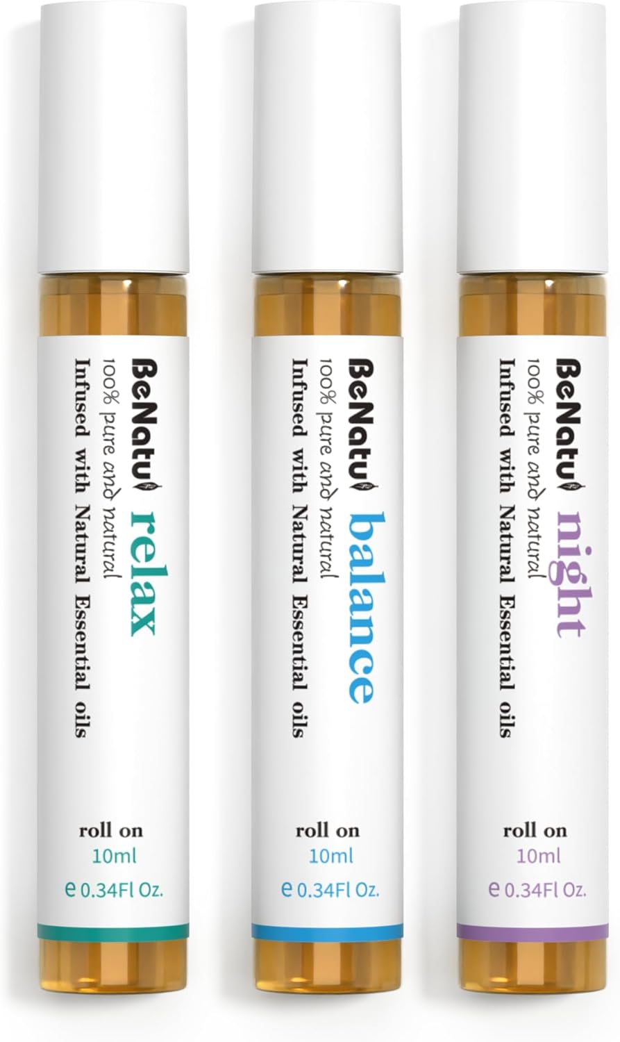 Essential Oil Set (Relax, Night, Balance), Aromatherapy Roll On Blends for Massage, Body Care & Home Use, Great Fragrance Gift for Men & Women Relaxation