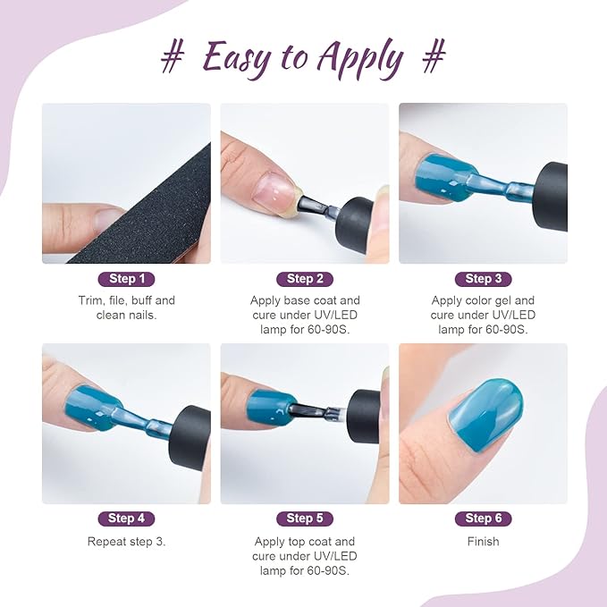 JODSONE Gel Nail Polish Kit 60 PCS with U V Light Soak off Base Top Coat 55 Shine Colors Gel Nail Kit Bright and Dark Brown Wine Red Series Manicure Set for Women and Girls