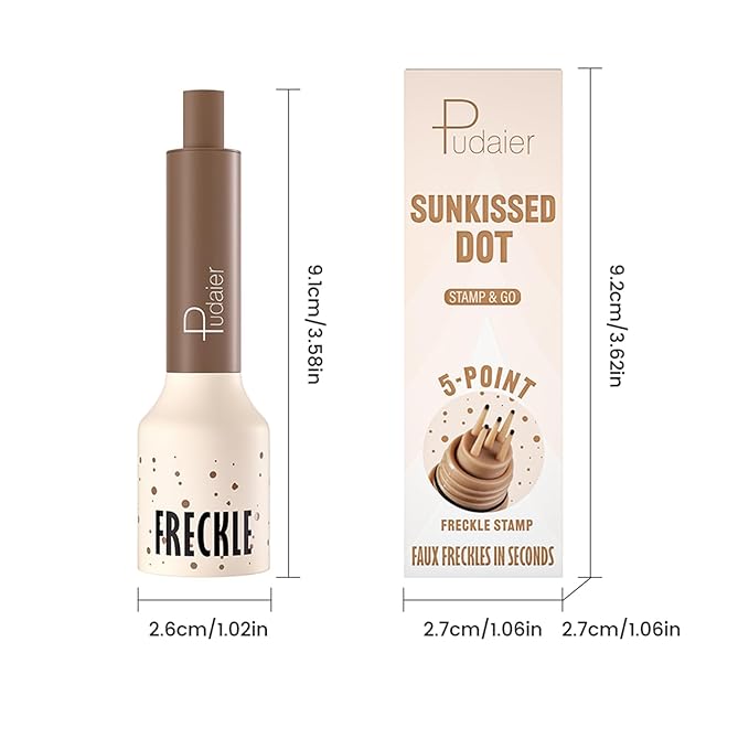 Freckle Stamp Pen, Fake Freckles Stain Marker,5-Dot Faux Liquid Freckle Stamp Cushion for Natural and Lifelike Sunkissed Makeup,Quick Dry Long-Lasting Face Freckle Pencil Tool,02#Wasabi Soda