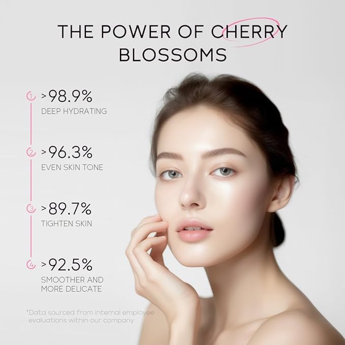 Greyghost Skin Care Set for Teenage Girls Women, 5 Pcs Cherry Blossom Skincare Set - Cleanser, Toner, Serum, Eye cream, Cream, Gentle Skin Cleaning & Care Gift Set, Travel Size Skin Care Set