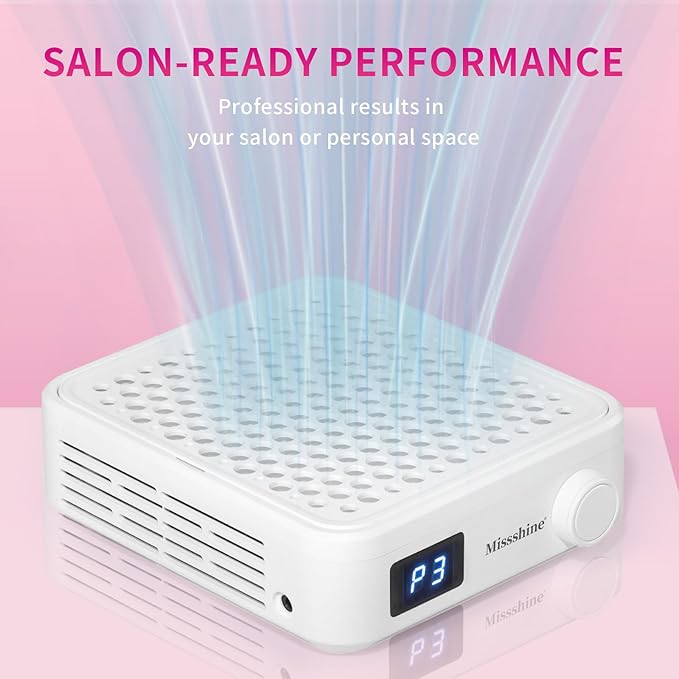 Missshine Nail Dust Collector with Adjustable Suction Power,Mini Vacuum Nail fan Dust Collector With Reusable Filter for Girls