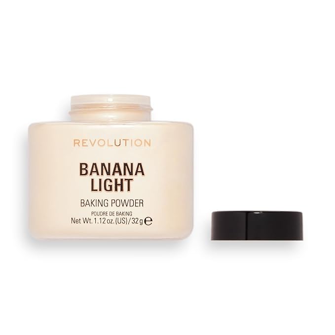 Revolution Beauty, Loose Baking Powder, Makeup Setting Powder, Long Lasting Coverage, Mattifies & Reduces Shine, Banana Light, 1.13 Oz