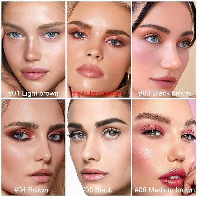 evpct 1Pcs Dark Brown Magic Microblading Dual-Ended Eyebrow Contouring Pen Brow Pencil, with 4 Brush Micro-Fork-Tips Applicator and Precise Brush-Tip, Hair Like Strokes, Dual-ended Eyebrow Brush