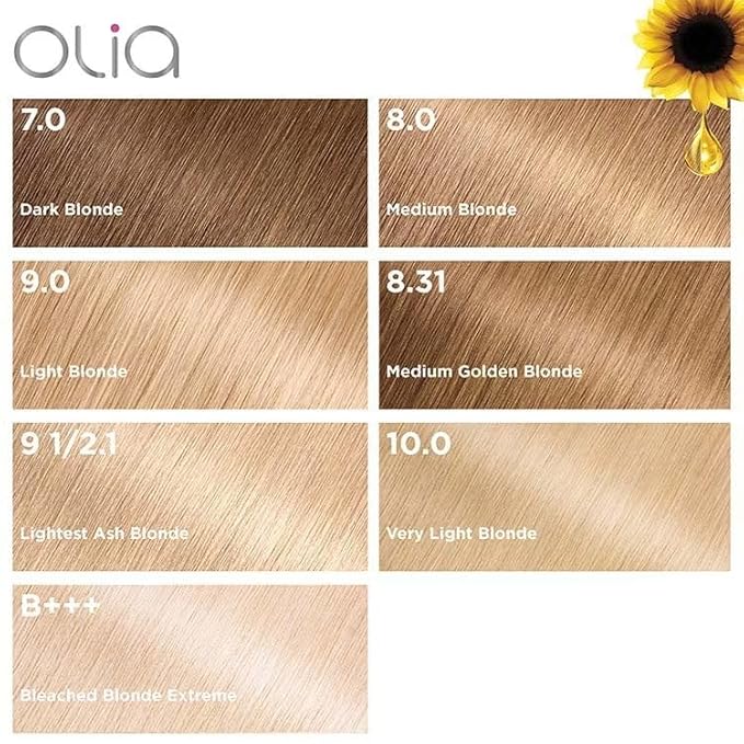 Garnier Hair Color Olia Ammonia-Free Brilliant Color Oil-Rich Permanent Hair Dye, B+++ Bleach Blonde Extreme, 2 Count (Packaging May Vary)