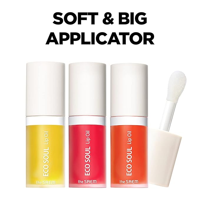 THESAEM Eco Soul Lip Oil 03 Grapefruit - Plumping & Hydrating Lip Oil to Nourish & Moisturize Lips – Grapefruit Extract & Jojoba Oil - Lips Soft & Glossy for Dry Lips, 0.21 fl.oz.