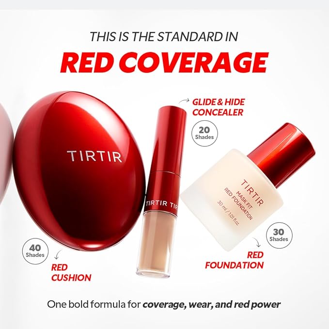 TIRTIR Mask Fit Red FoundationㅣLong Lasting Flawless Coverage, Energy Essence, Lightweight, Hydrating, Pore-Blurring, Breathable Satin Finish, Makeup, Radiant Skin, #21C Cool Ivory, 1.01 Fl Oz
