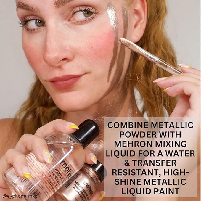 Mehron Makeup Metallic Powder (.17 oz) with Mixing Liquid (1 oz) (ROSE GOLD)
