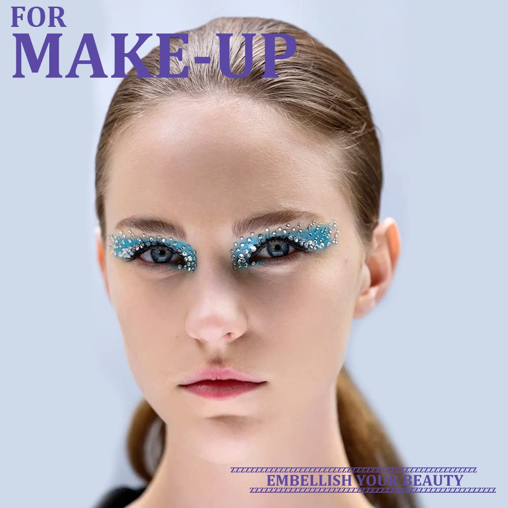 Two Packs of Flatback Rhinestones 4000 Pcs Nail Art Rhinestones Flatback Transparent White Clear Rhinestone with Picker Pencil and Tweezer for Nail Art and Decoration