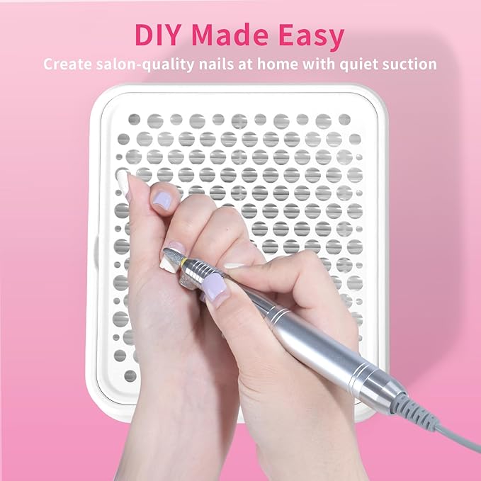 Missshine Nail Dust Collector with Adjustable Suction Power,Mini Vacuum Nail fan Dust Collector With Reusable Filter for Girls