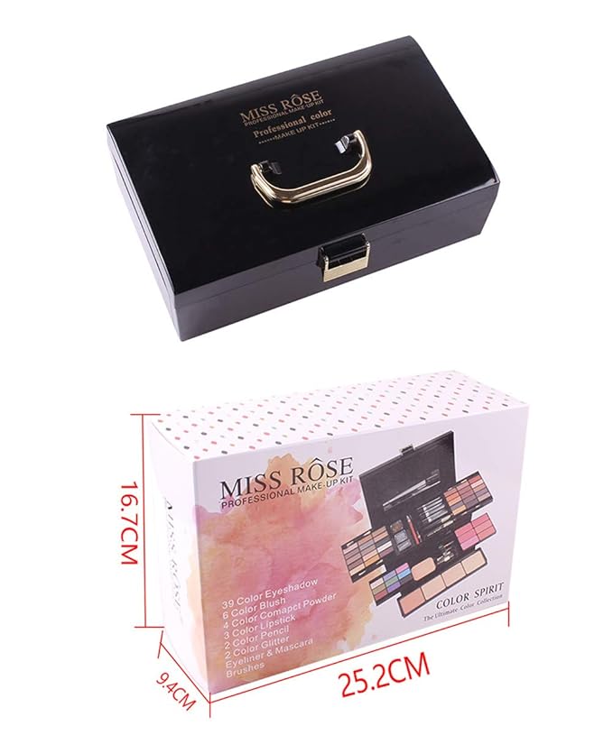 54 Colors All in one Makeup Gift Set Holiday Birthday Beauty Cosmetic Essential Starter Bundle Include 39 Eyeshadow Palette, 6 Blush, 6 Sponge Stick, 4 Compact Powder, 3 Lipstick, Eyeliner