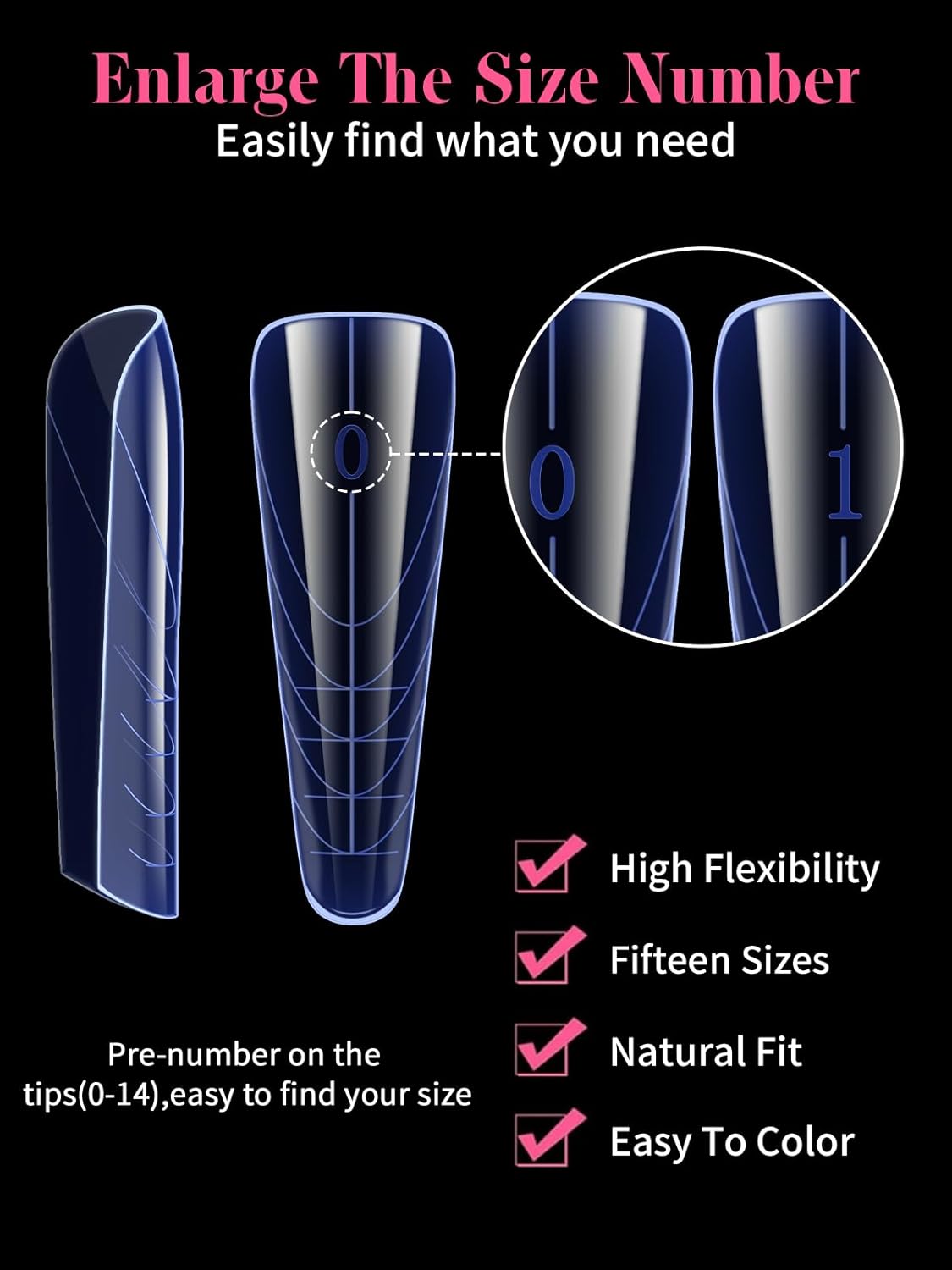 EBANKU 150Pcs Dual Nail Forms, Blue Poly Gel Nail Molds Square Full Cover Coffin Nail Tips Extension Forms for Gel Manicure Nail Art Design Salon&DIY-15 Sizes