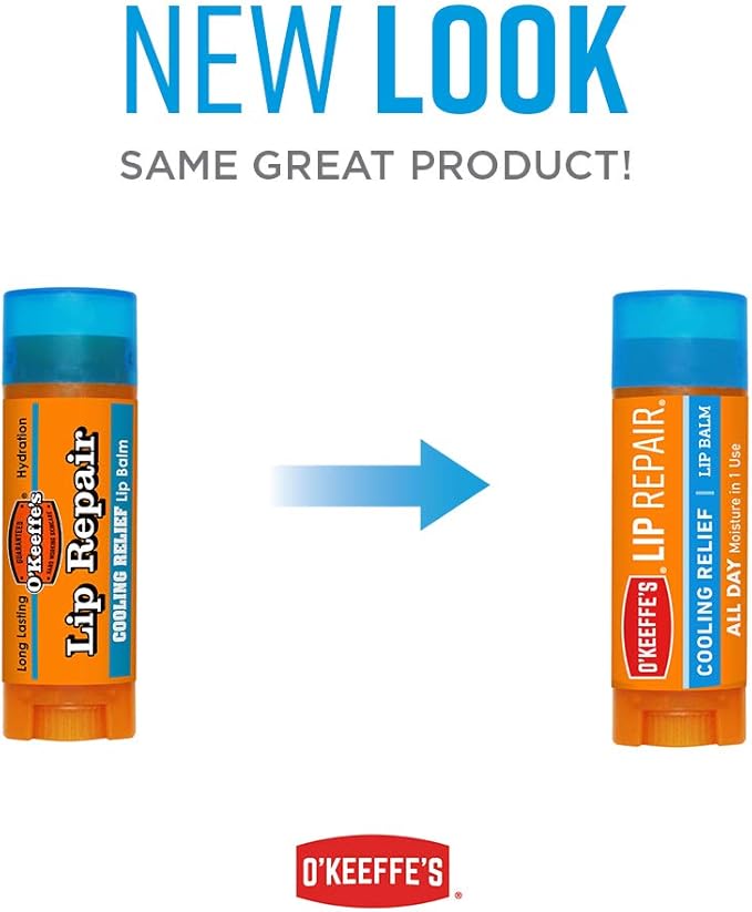 O'Keeffe's Cooling Relief Lip Repair Lip Balm for Dry, Cracked Lips, Stick, (Pack of 7)