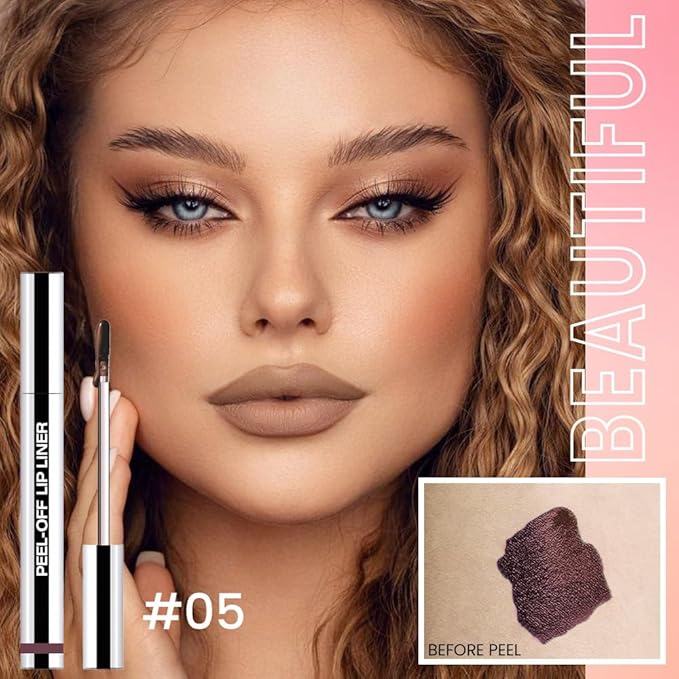 2Pcs Matte Liquid Lip Stain Peel Off Lip liner Tattoo, Matte Peel Off Lip Stain, Long Lasting Waterproof Lipstick Lip Gloss Stain, Transfer-proof for All Skin Types (0.24 fl oz-04#+05#)