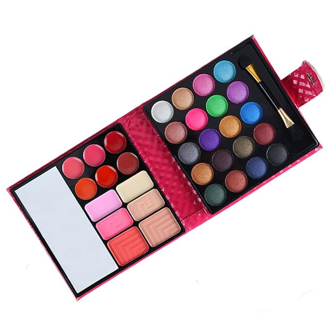 All-in-one Holiday Makeup Gift Set | Full Makeup Kit for Women Essential Starter Bundle Include 20 Highly Pigmented Shimmer Eyeshadow Palette,3 Blush,3 Face Powder, 6 Lipgloss, Brush