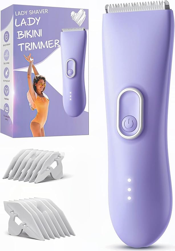Bikini Trimmer for Women - Painless Pubic Hair Trimmer with 3 Shaving Speeds, IPX7 Waterproof Electric Razor, Cordless Womenâs Bikini Shaver for Sensitive Skin