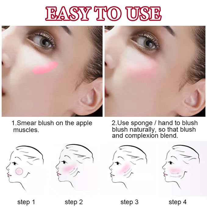 Cream Blush Stick,Blush Stick for Cheeks with Contour Brush,3-in-1 Long Lasting Waterproof Blush&Eye Shadow&Lip Gloss for Fair Skin Types(01 Milk Tea Pink)