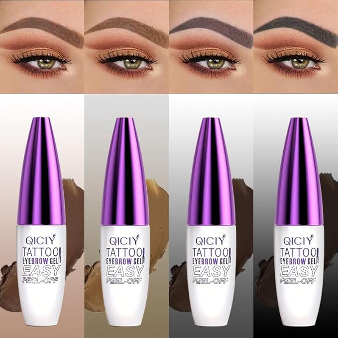 2pcs Black Tattoo Eyebrow Gel Tinting, Waterproof & Transfer-proof for Fuller Brows, Suitable for All Skin Types (Black, 2Pcs)