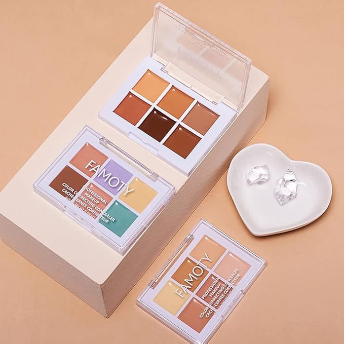 6 Color Correcting Concealer Palette With Concealer Brush, Tattoo Concealer, Cream Contouring Makeup Kit, Corrects Dark Circles Red Marks Scars Light Mediumor creamy concealer A3