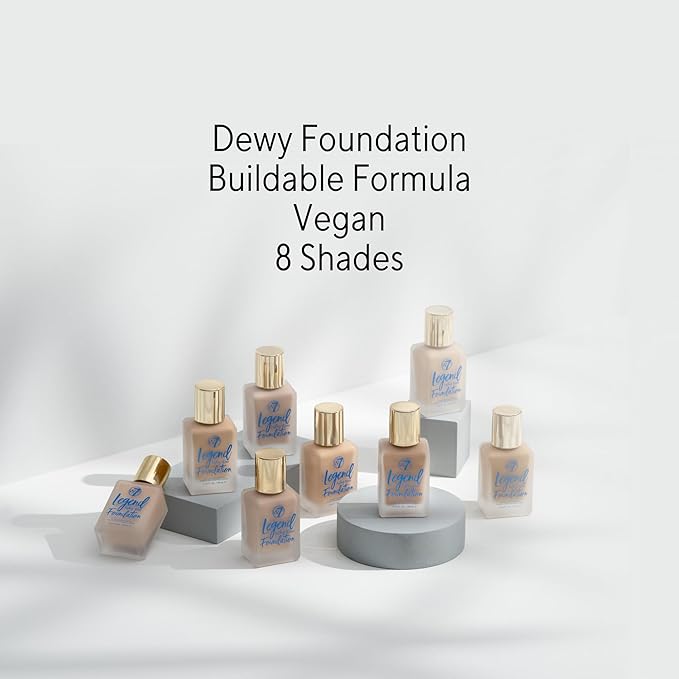 W7 Legend Foundation - Creamy Liquid Foundation for Poreless, Semi-Matte Medium Coverage - 28ml (Natural Beige)