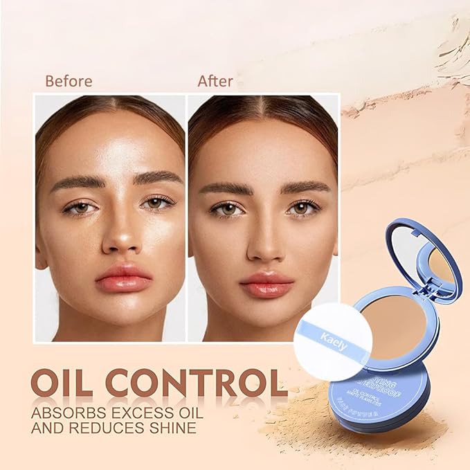 evpct Kaely Oil Control Pressed Face Powder, Get Smooth Flawless Fine Lines and Lightweight Finishing Foundation, Control Shine Long Lasting Waterproof Face Setting Powder Cosmetic, 11 Radiant Honey