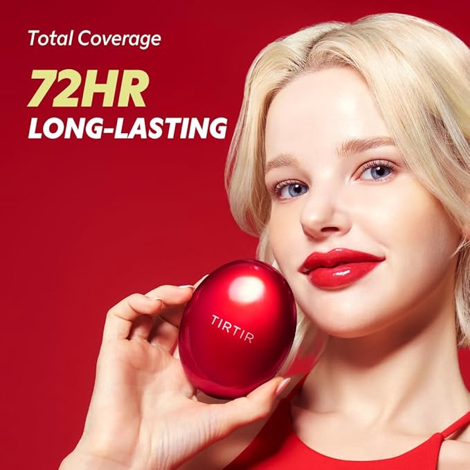 TIRTIR Mask Fit Red Cushion Foundation | Full coverage, Weightless, Skin fit, Satin Glow Finish, Korean Makeup BB Foundation, beauty, Tattoo cover up, Buildable (#40N Cinnamon, 0.63 Fl Oz)