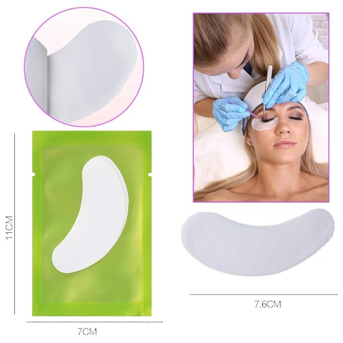 55 Pairs Set, Under Eye Hydrogel Pads, Professional Lint Free Eye Mask Eyelash Extension Gel Patches Kit for Adhesive Lash Beauty Tool (Green)
