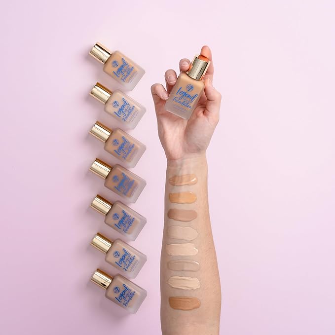 W7 Legend Foundation - Creamy Liquid Foundation for Poreless, Semi-Matte Medium Coverage - 28ml (Natural Beige)