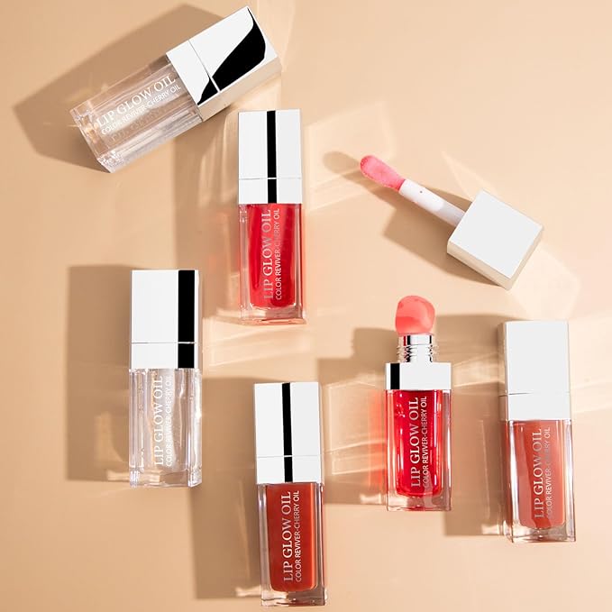 Lip Glow Oil Long Lasting Plumping Transparent Lip Balm Moisturizing Lip Oil Repairing Lip Lines and Prevents Dry Cracked for Lip Care and Dry Lips (Set-C)