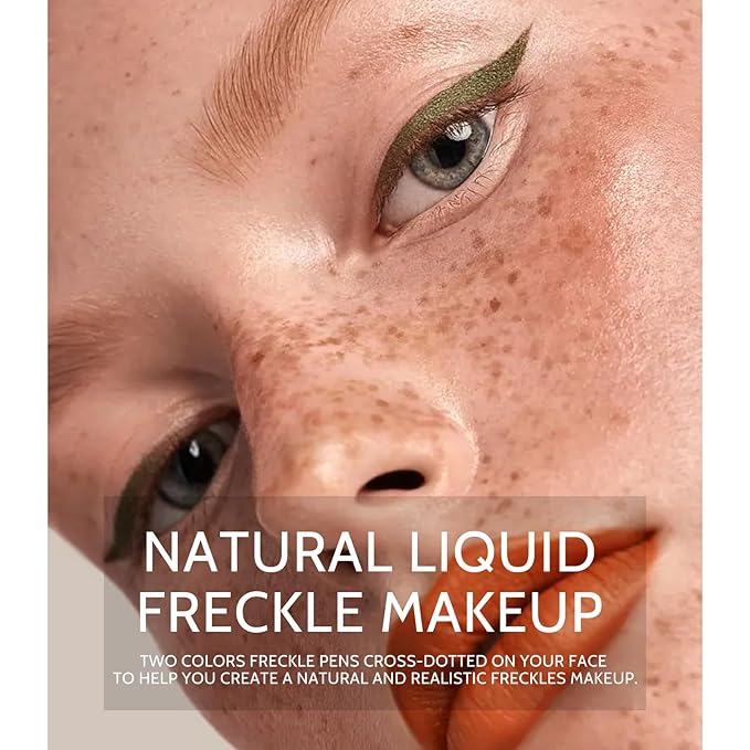 KYDA 2 Colors Liquid Freckle, Natural Freckle Makeup Pen, Longlasting Face Freckle Liquid Makeup, Soft Dot Sopt Pen Magic Freckle Color-Light Brown&Dark Brown